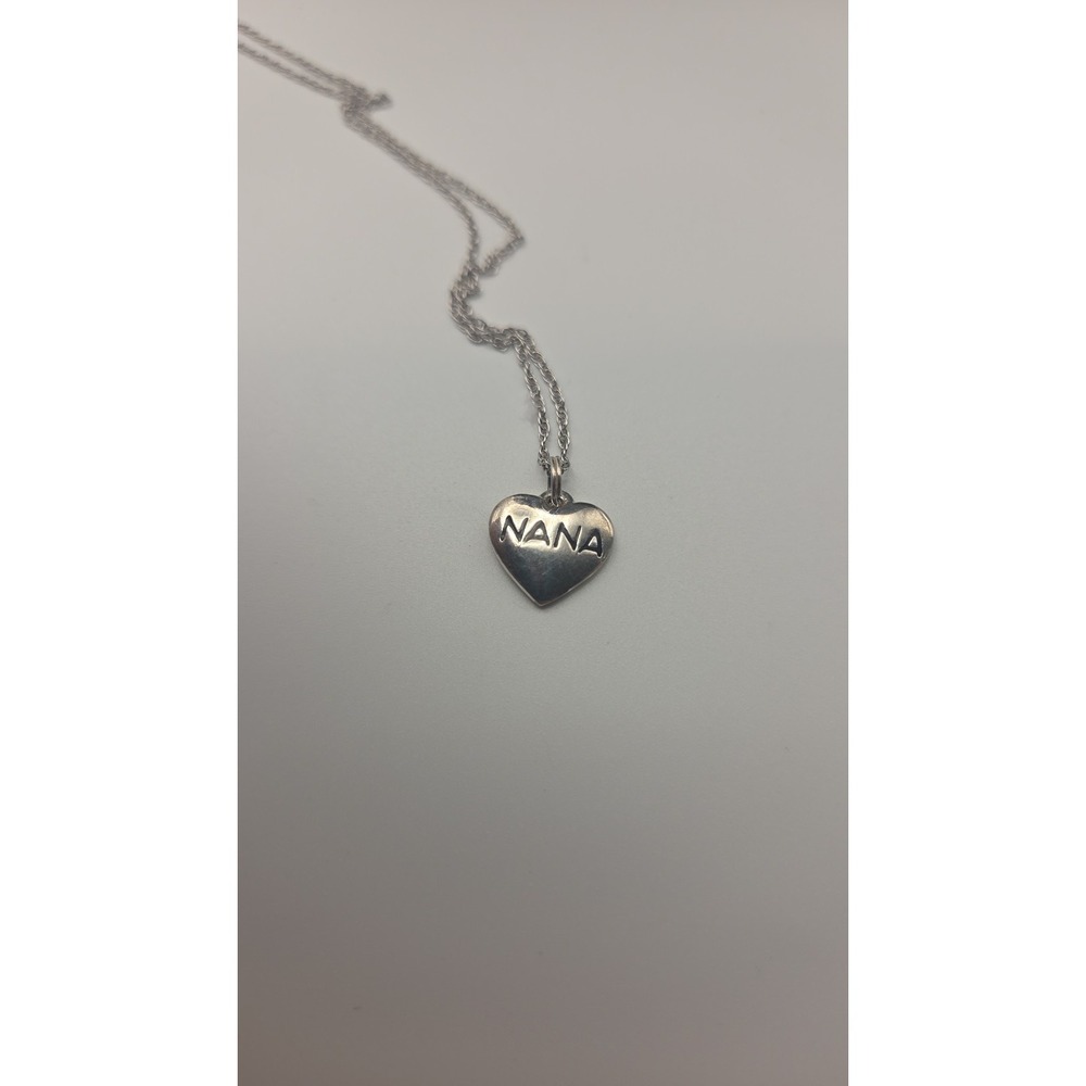 Silver Nana Pendant Necklace 18" .925 Sterling Silver Pendant And Chain